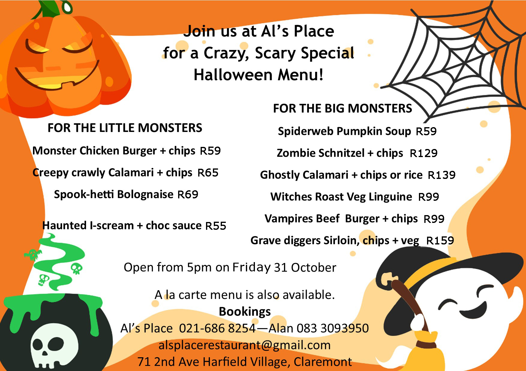 Haloween menu 2025